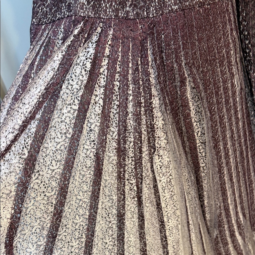 Byron Lars Purple and White Midi Dress with Pleated Lace Details-NEW - Picture 3 of 5